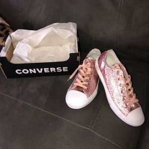 Rose gold glitter converse